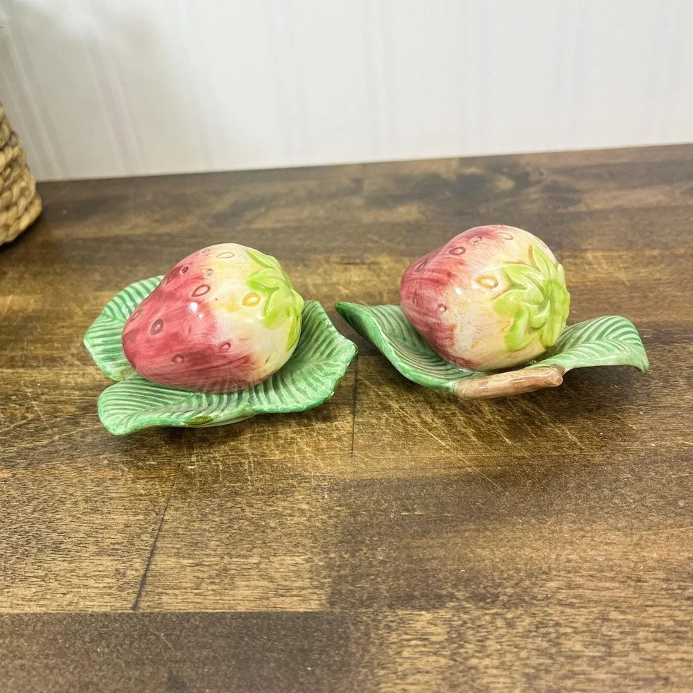 Vintage Strawberry Salt and Pepper Shakers  - Fitz‎ & Floyd Strawberries